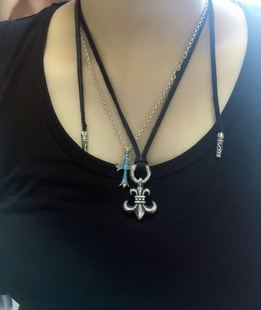 ROCK HEARTS潮流时尚百搭复古银饰童军花项链 船锚s925纯银项链