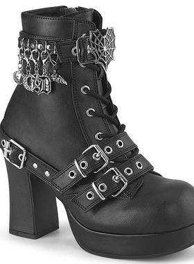 美国代购Pleaser/Demonia9.5cm粗跟防水台悬挂饰品扣带及踝靴女靴