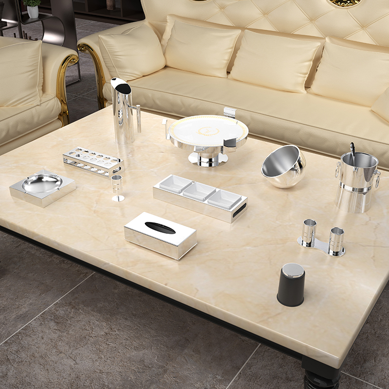 酒吧ktv摆台用品全套扎壶高脚果盘高档轻奢分格果盘小吃盘 不锈钢