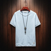短袖 宽松夏季 t恤纯棉半袖 男装 体恤上衣服ins 打底衫 竹节棉日系男士