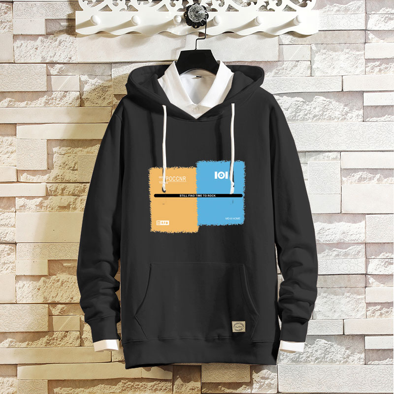 新款纯棉男士韩版春秋季连帽卫衣潮流圆领学生青少年套头上衣ins