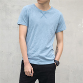 修身 男士 竹节棉圆领短袖 T恤男装 上衣服潮 夏季 半袖 宽松纯棉打底衫