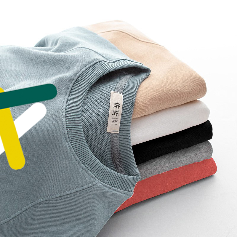 美式春秋纯棉卫衣圆领男运动加绒休闲情侣装ins潮流宽松套头外套