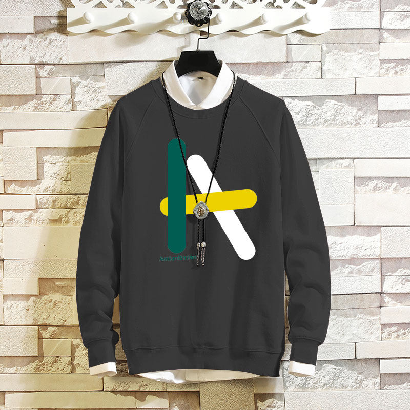 新纯棉男士韩版春秋套头宽松运动卫衣潮ins圆领长袖青少年打底衫