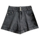 ins高腰显瘦a字热裤 港风新款 女夏季 高品质砂洗复古灰翻边牛仔短裤