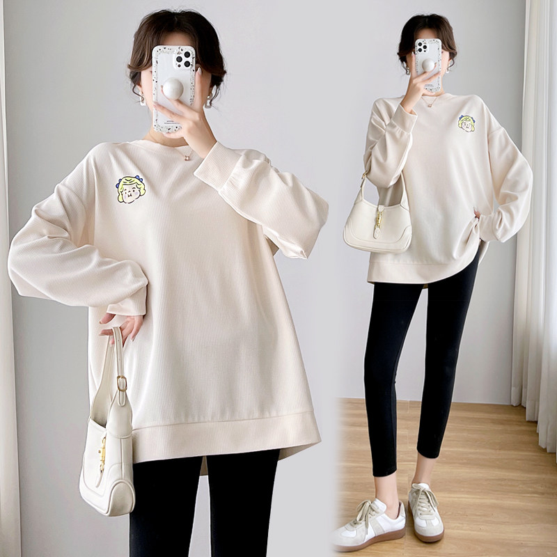 출산 가을 의류 세트 패션 2024 새로운 봄 가을 탑 여성 스웨터 중간 길이 대형 나들이 투피스 세트