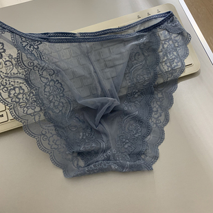 柔软蕾丝 男士内裤三角性感全透明网纱火辣裸睡无痕新款性惑情侣