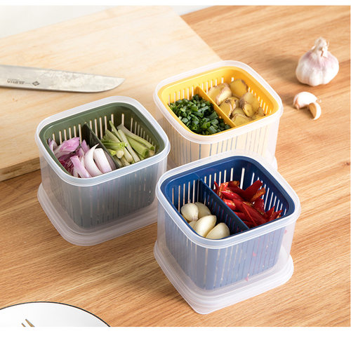 双层带盖两格辣椒冰箱分隔保鲜盒