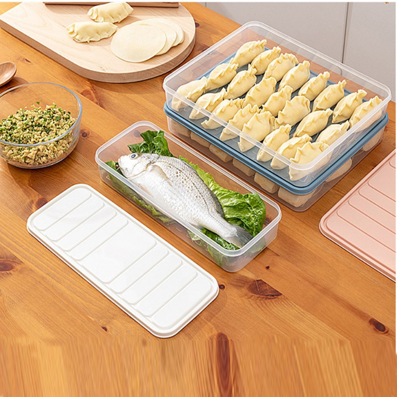 冰箱保鲜饺子分格扁平食品收纳盒