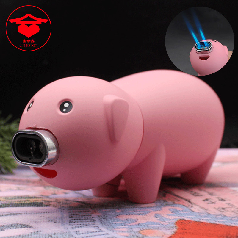 金合鑫可爱直冲蓝焰小猪打火机