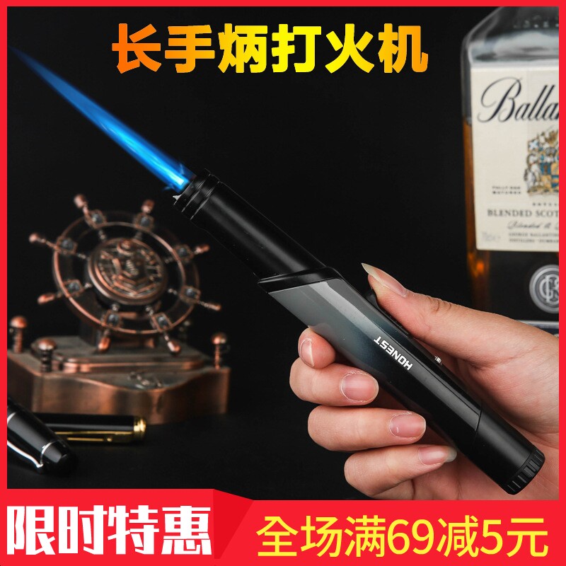 打火机长手炳充气防风直充户外创意简约小焊枪强劲火力百城正品