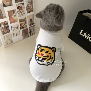 夏天宠物狗狗猫咪衣服 夏季薄款防掉毛 潮牌公猫帅气美短猫猫夏装