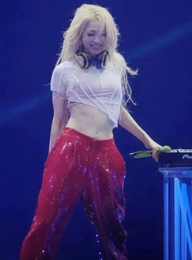 郑秀文同款辣妹设计感针织不规则下摆短袖上衣T恤圆领修身内外穿