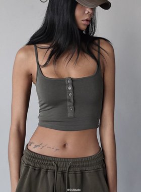 辣妹风新款背心吊带女夏季性感外穿内搭露背抹胸短款纯色修身上衣