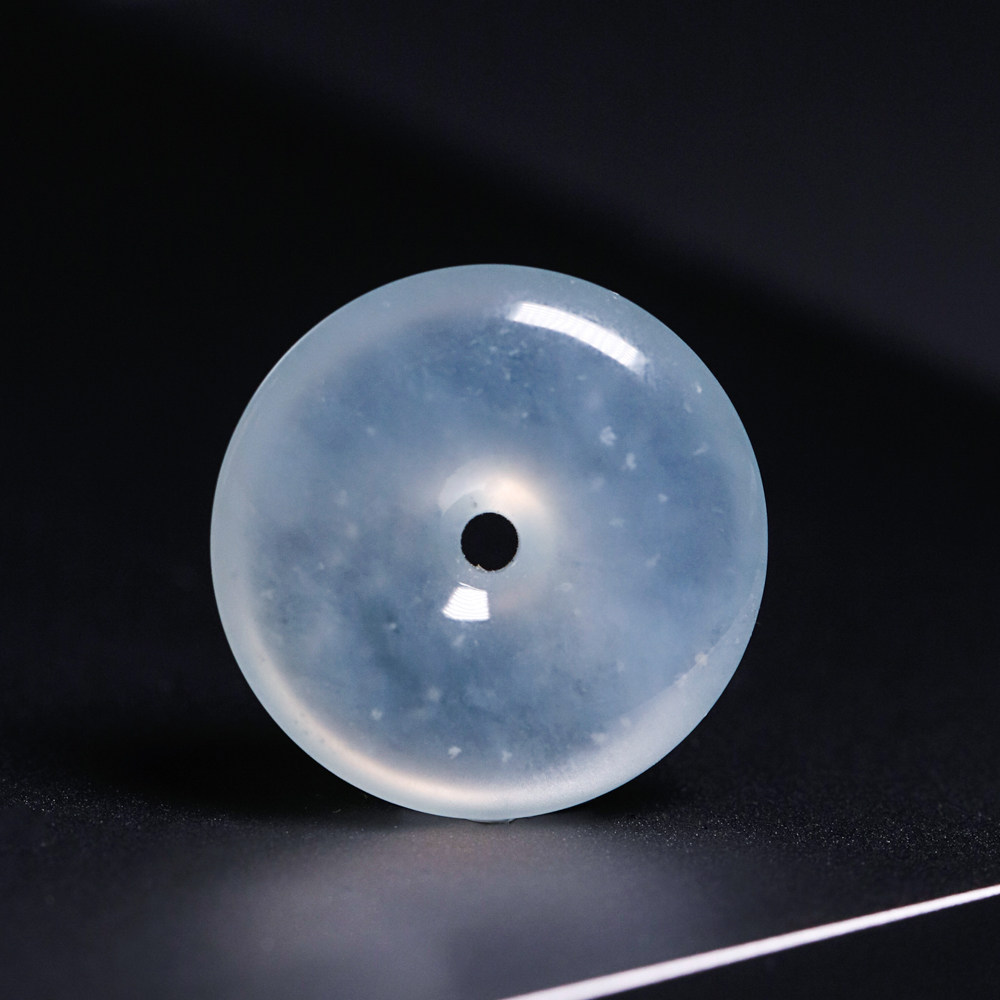 高冰种雪花棉翡翠平安扣 老坑高冰木那种 缅甸a货 天然翡翠裸石