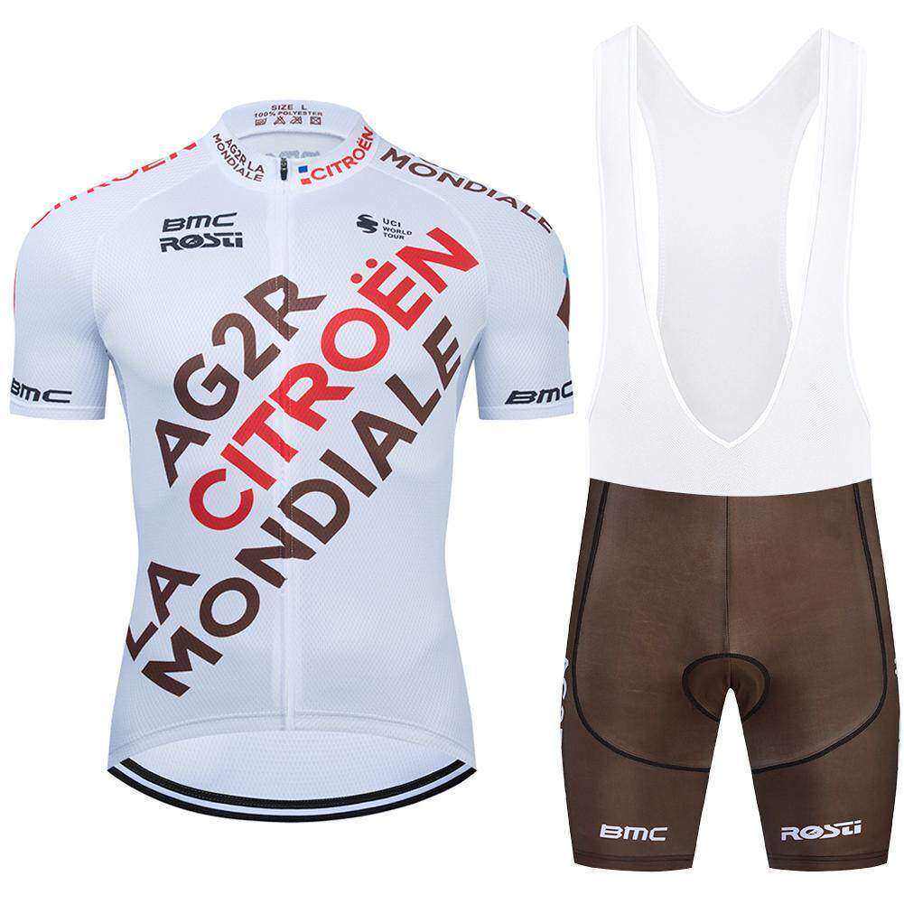 2021男女通用款AG2R自行车夏季骑行服上衣和背带短裤套装夜间精品