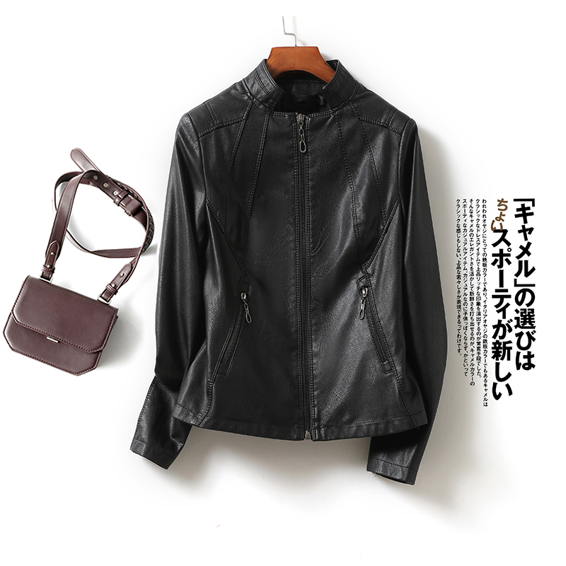 皮衣女士短款修身黑色显瘦小个子