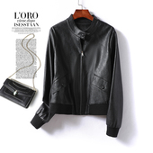 皮衣女外套短款 绵羊皮小个子海宁真皮 休闲黑色显瘦皮夹克2026新款