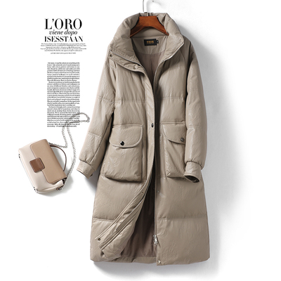 羽绒服女中长款立领气质绵羊皮衣