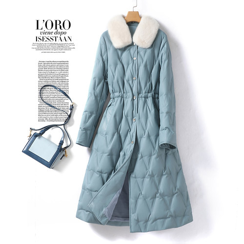 真皮羽绒服女中长款气质水貂毛领