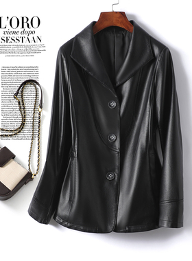 真皮皮衣女常规款黑色修身显瘦皮夹克海宁2025新款气质绵羊皮外套