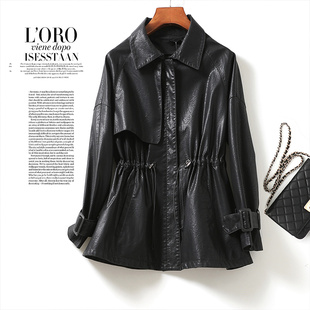 皮衣女短款系带收腰黑色显瘦女单皮2026春秋新品韩版真皮女绵羊皮