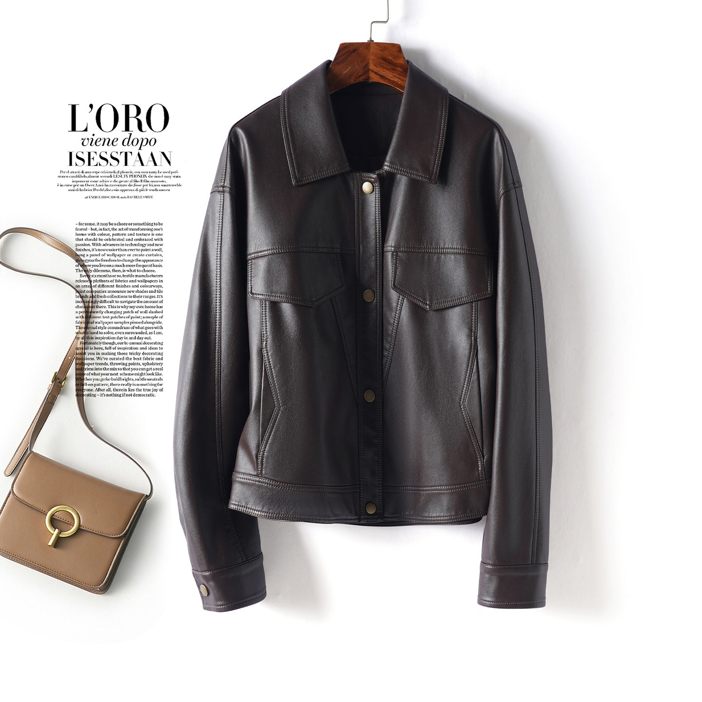 2026新款真皮衣外套女短款翻领修身显瘦海宁春秋绵羊皮夹克小个子