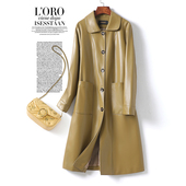 海宁真皮皮衣 高端气质皮大衣春秋新款 绵羊皮外套女中长款 翻领韩版