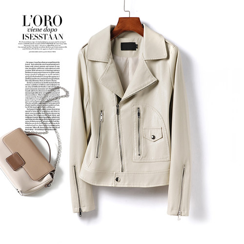 皮衣女短款休闲时尚皮夹克小个子