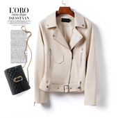 2025机车皮夹克女短款 休闲小个子真皮皮衣海宁秋冬新款 绵羊皮外套