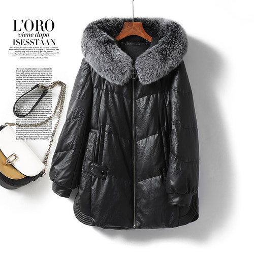 皮衣常规韩版宽松狐狸毛领皮羽绒