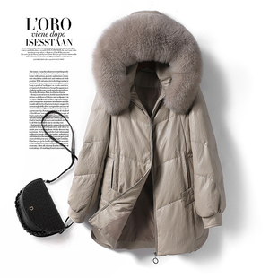 海宁真皮羽绒服女常规款 绵羊皮衣 连帽狐狸毛领90白鸭绒小个子新款