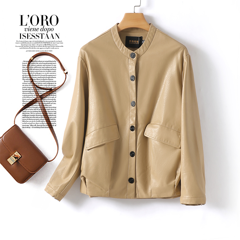 真皮皮衣女短款韩版休闲加大码