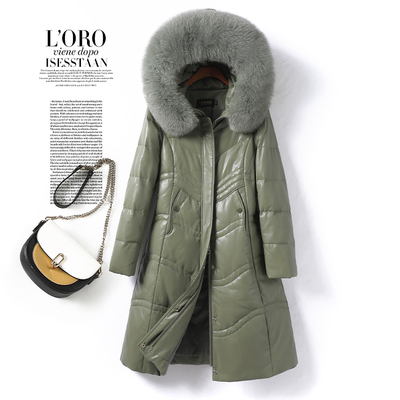 羽绒服女中长款气质连帽狐狸毛领