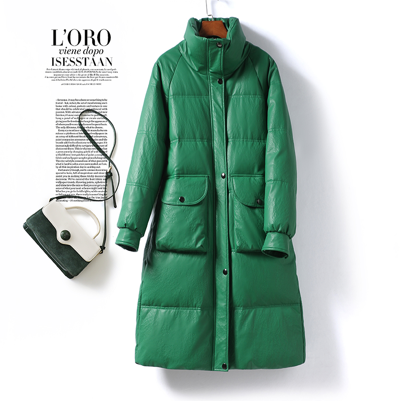 羊皮羽绒服女中长款立领韩版宽松