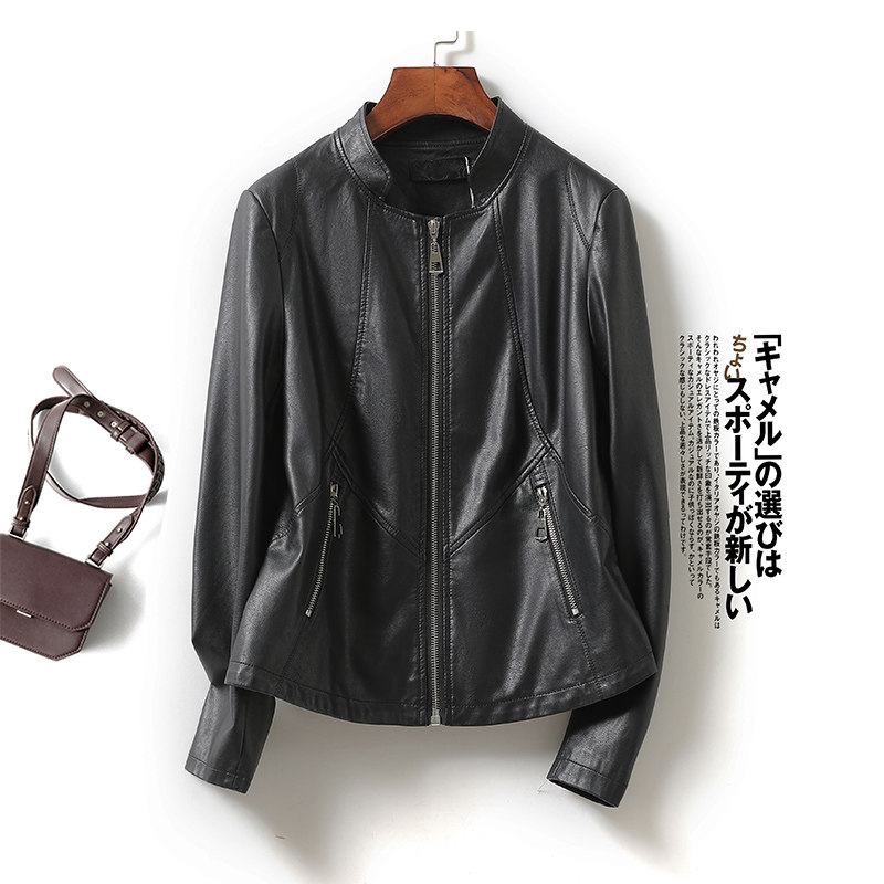 皮衣女短款皮夹克修身海宁真皮外套女2026春秋新品黑色大码绵羊皮