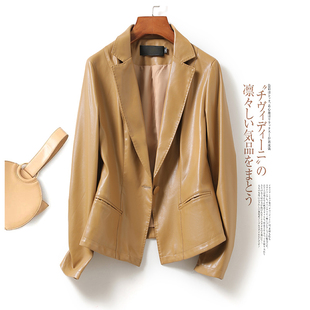 皮衣女西装外套短款修身大码绵羊皮2025秋冬新品海宁真皮女小西服