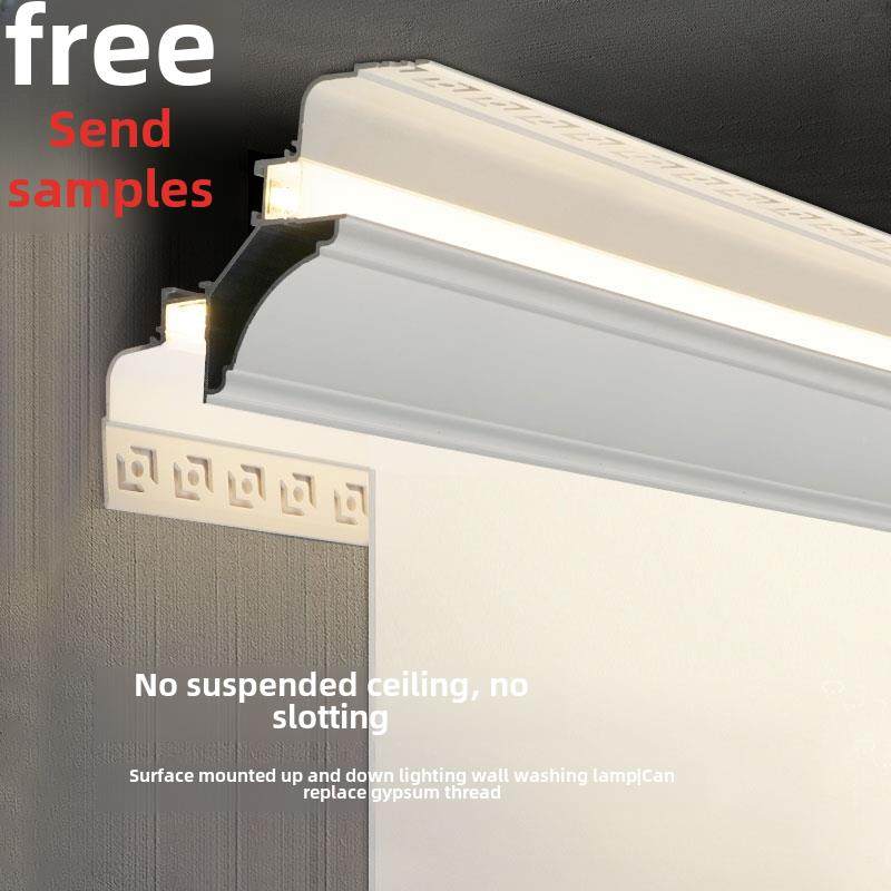 免顶洗墙灯槽上下双面大气发光石膏线灯顶角线形灯表面安装铝型材,家装灯饰光源,室内LED灯带,淘宝优惠券,粉丝福利购,淘宝优惠卷