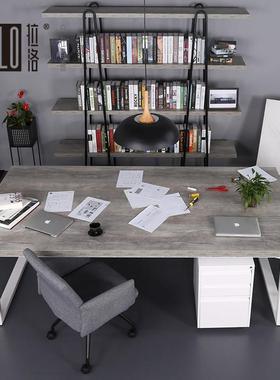 拉洛办公电脑桌loft会议桌长桌工作室大桌现代简约设计师灰色桌子