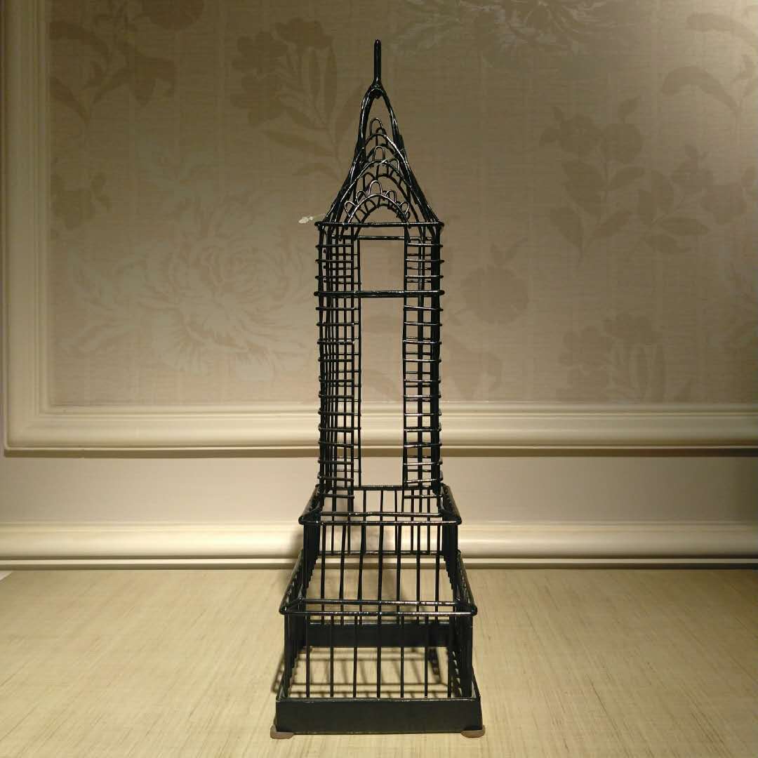 正版现货帝国大厦黑色铁艺镂空建筑塔模型家居装饰创意摆件