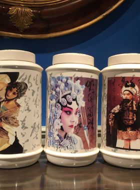 彩绘京剧摆件陶瓷瓶正版现货