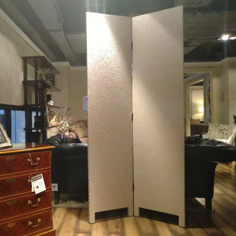 正版现货欧式米色绣暗花布艺客厅书房多功能分割空间两折屏风