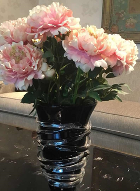 牡丹黑色水晶花瓶