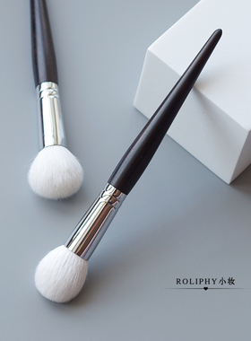 白色羊毛腮红刷蘑菇头可爱胭脂刷乌木柄动物毛化妆刷无染色更健康