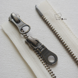 120厘米YKK5号古铜双头开口长拉链外套皮衣夹克羽绒棉服裝配件