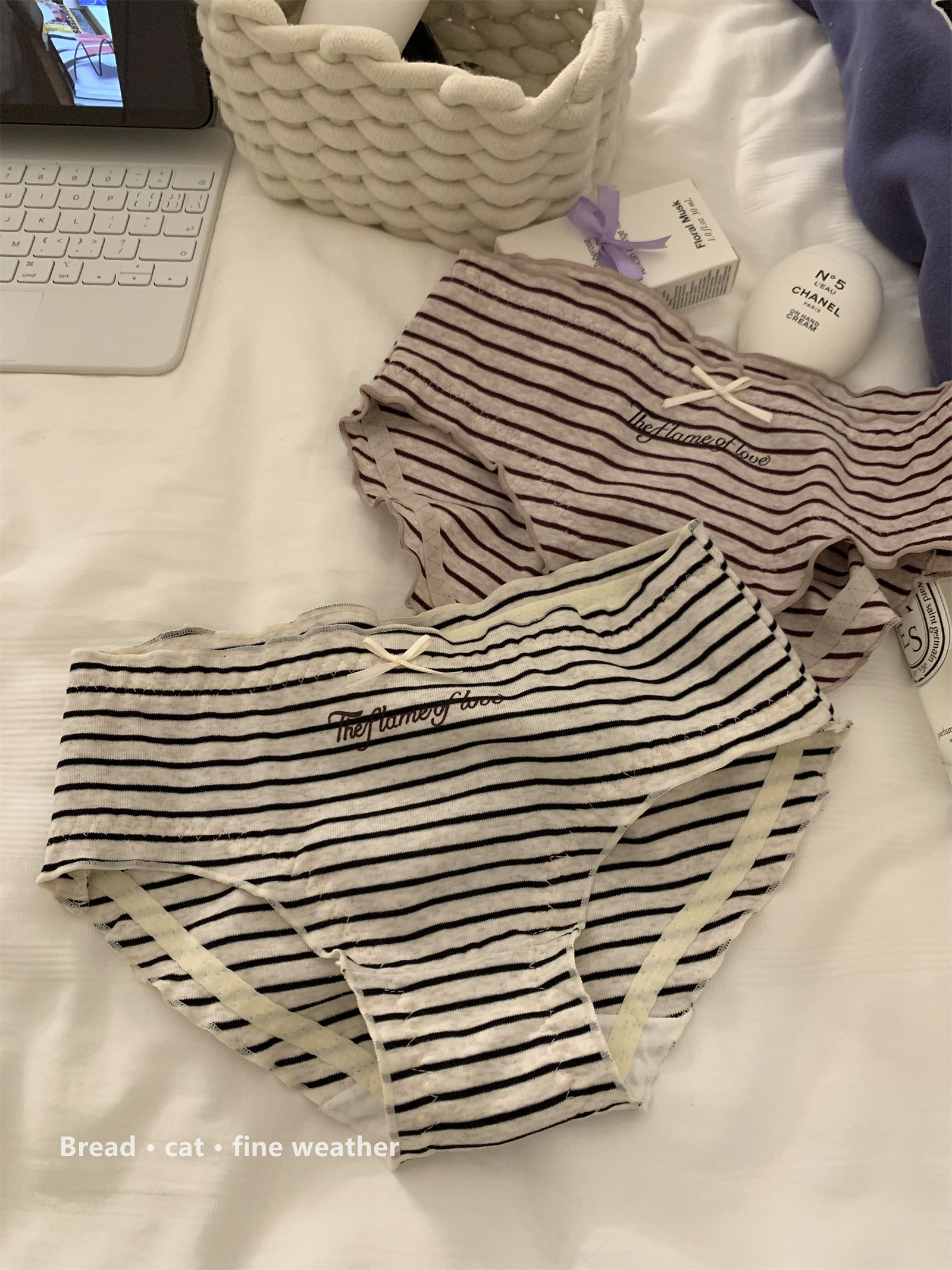 "酒馆角落慵懒的猫"【盐系日常】条纹女士内裤女2023新款纯棉抗菌