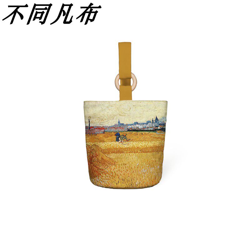 梵高油画麦田艺术感水桶包