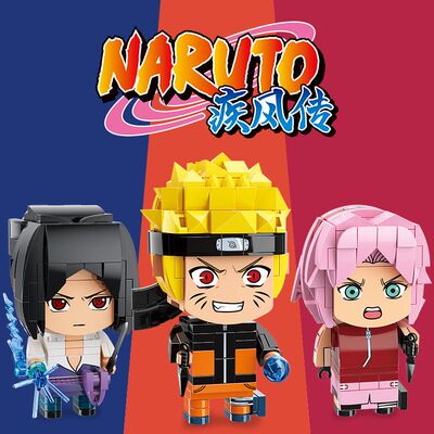 正版keeppley积木拼装忍者火影方头仔摆件鸣人卡卡西佐助玩具男孩