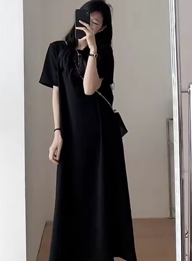 高个子加长版连衣裙女夏季175微胖170到脚踝大码长裙超长款t恤裙