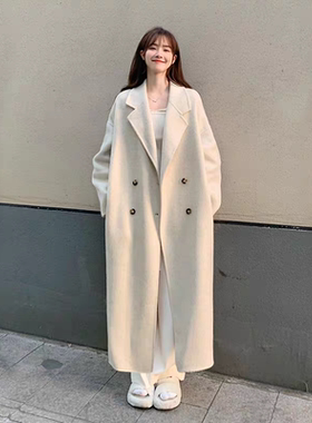 高个子加长版毛呢大衣到脚踝秋冬女170超长款加厚韩系呢子外套175